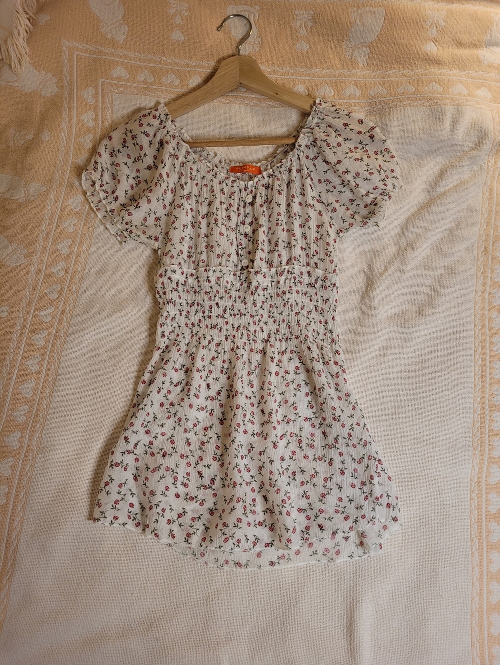 Sheer Rose Floral Smocked Blouse